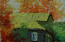 Картина "Осень в селе" Цена: 4900 руб. Размер: 25 x 20 см. Увеличенный фрагмент.