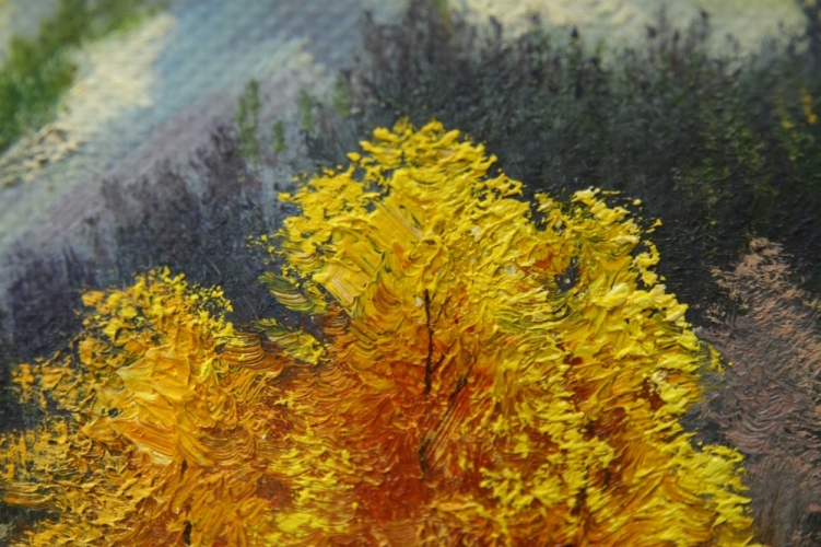 Картина "Осеннее утро" Цена: 6300 руб. Размер: 50 x 70 см. Увеличенный фрагмент.