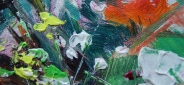 Картина "Осенние георгины" Цена: 4000 руб. Размер: 30 x 40 см. Увеличенный фрагмент.