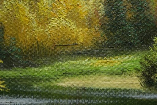 Картина "В осеннем лесу" Цена: 12100 руб. Размер: 90 x 60 см. Увеличенный фрагмент.