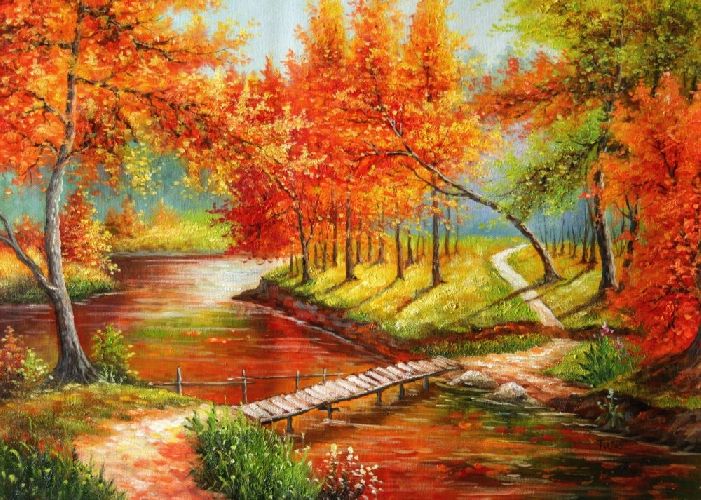 Картина "Осенний мостик" Цена: 7000 руб. Размер: 70 x 50 см.
