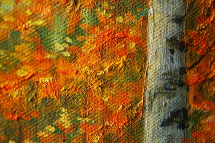 Картина "Осенний парк" Цена: 8000 руб. Размер: 70 x 50 см. Увеличенный фрагмент.
