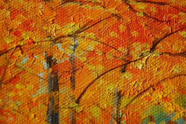 Картина "Осенний парк" Цена: 8000 руб. Размер: 70 x 50 см. Увеличенный фрагмент.