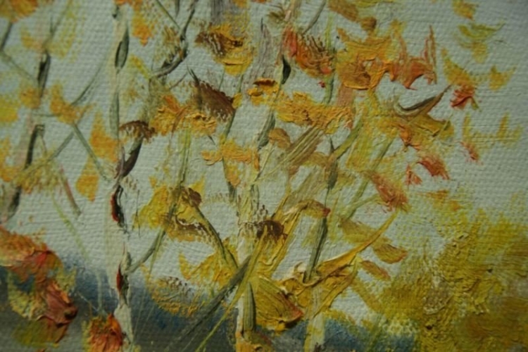 Картина "Осенняя дорога" Цена: 5500 руб. Размер: 60 x 40 см. Увеличенный фрагмент.