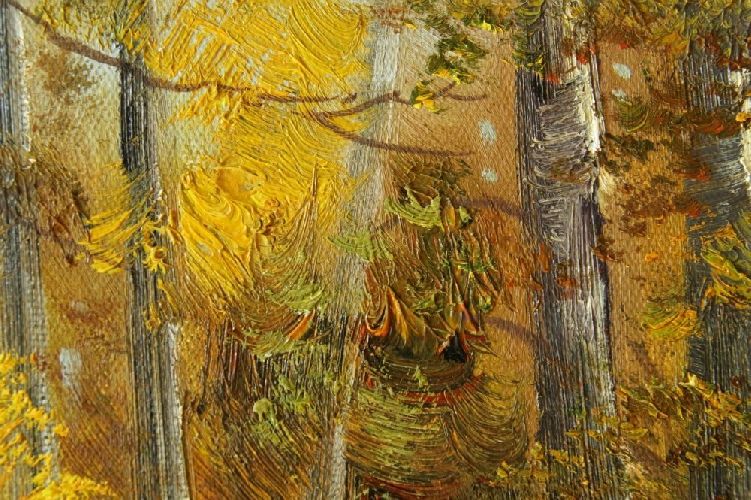 Картина "Осенняя дорожка" Цена: 17200 руб. Размер: 90 x 60 см. Увеличенный фрагмент.