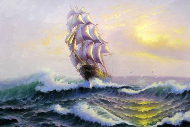 Картина "Парусник и море" Цена: 14000 руб. Размер: 90 x 60 см.
