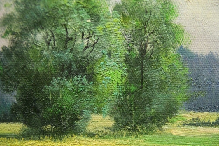 Картина "Пейзаж с озером" Цена: 11500 руб. Размер: 90 x 60 см. Увеличенный фрагмент.