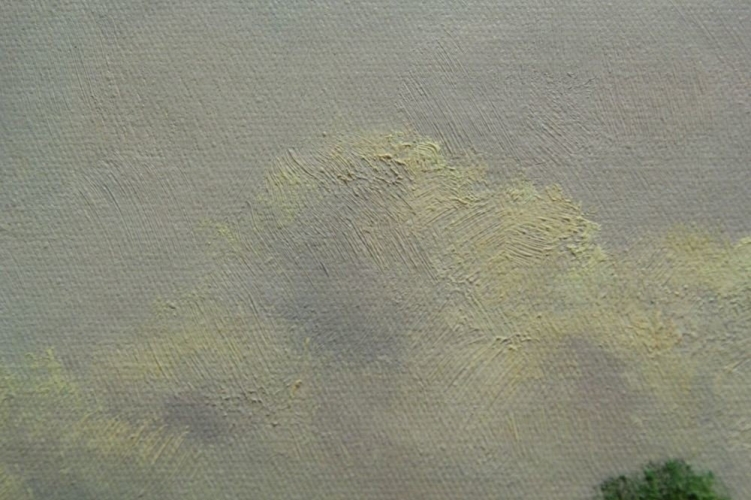 Картина "Пейзаж с озером" Цена: 11500 руб. Размер: 90 x 60 см. Увеличенный фрагмент.
