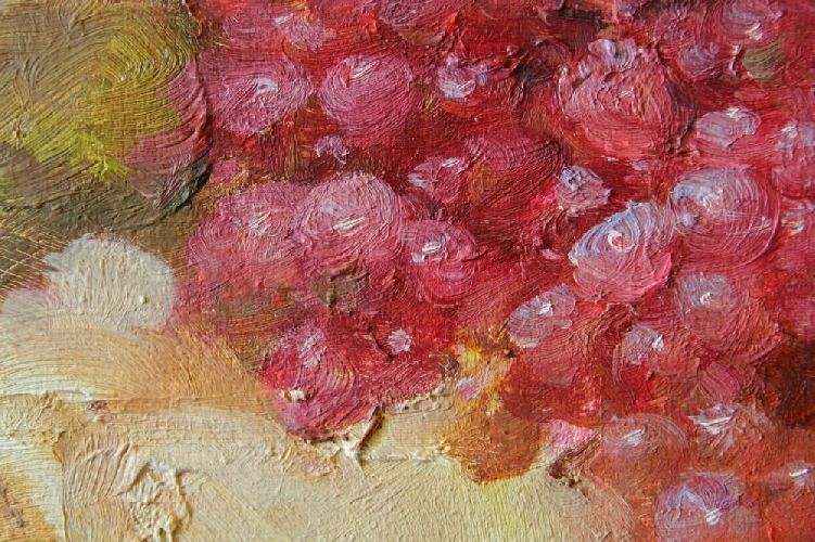 Картина "Персики и виноград" Цена: 16100 руб. Размер: 90 x 60 см. Увеличенный фрагмент.