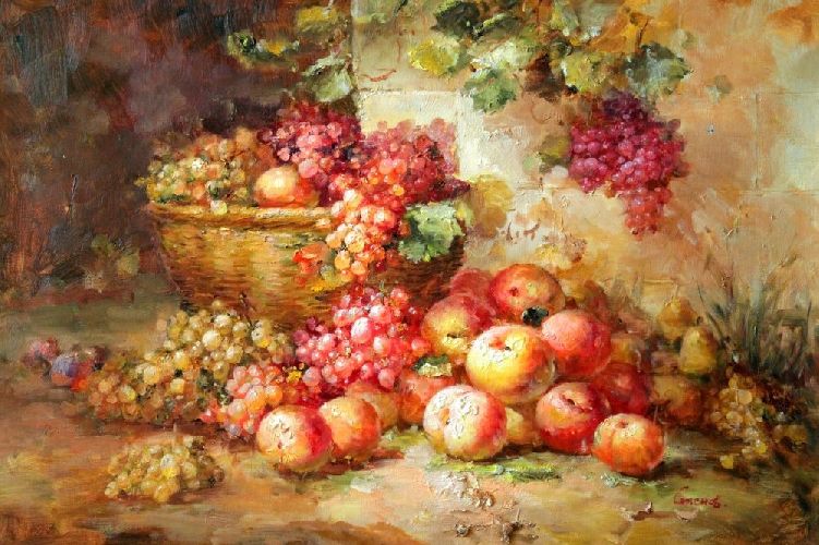 Картина "Персики и виноград" Цена: 16100 руб. Размер: 90 x 60 см.