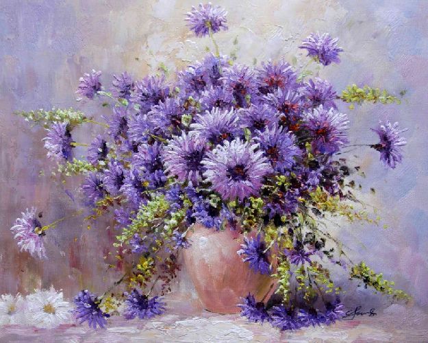 Картина "Фиолетовые цветы" Цена: 6600 руб. Размер: 50 x 40 см.