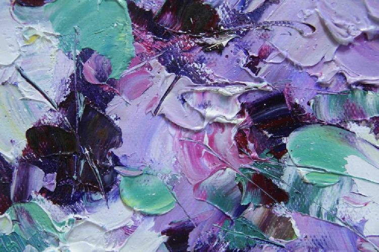 Картина "Фиолетовый букет" Цена: 7000 руб. Размер: 40 x 50 см. Увеличенный фрагмент.