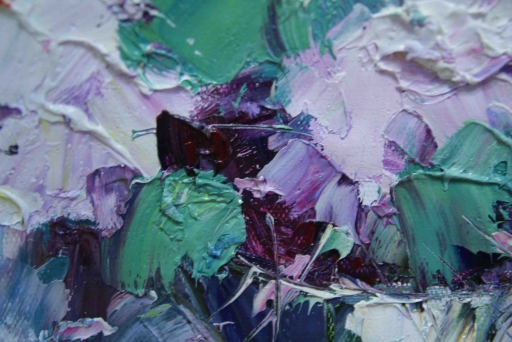 Картина "Фиолетовый букет" Цена: 6300 руб. Размер: 40 x 50 см. Увеличенный фрагмент.
