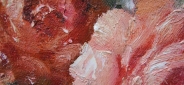 Картина "Пионы в стильной вазе" Цена: 15300 руб. Размер: 80 x 80 см. Увеличенный фрагмент.