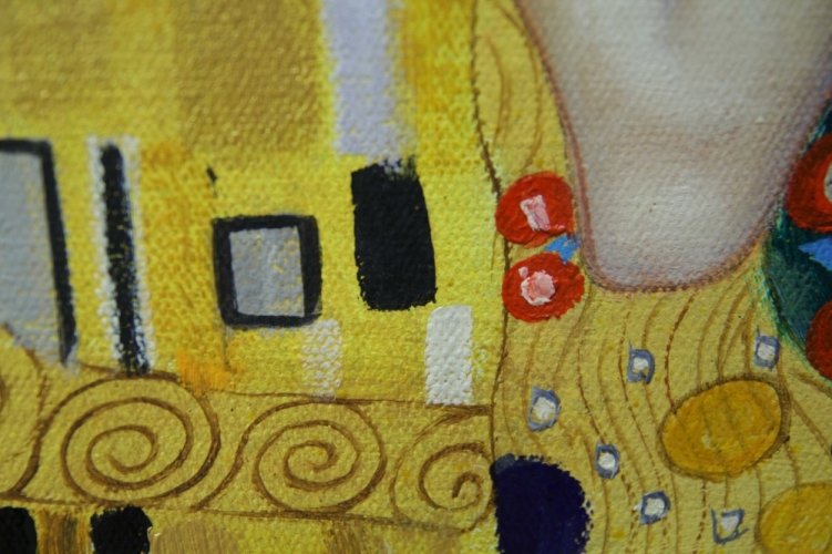 Картина "Поцелуй" Густав Климт Цена: 9800 руб. Размер: 60 x 90 см. Увеличенный фрагмент.