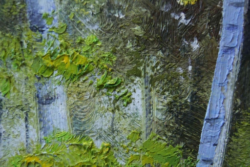 Картина "Прогулка среди берез" Цена: 13500 руб. Размер: 60 x 90 см. Увеличенный фрагмент.
