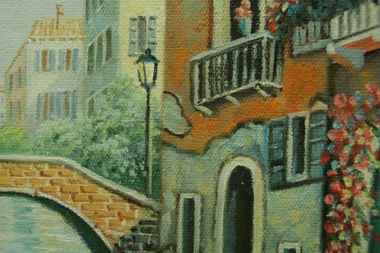 Картина "Раннее утро Венеции" Цена: 8600 руб. Размер: 60 x 50 см. Увеличенный фрагмент.