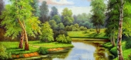 Картина "Речка в лесу" Цена: 12100 руб. Размер: 90 x 60 см.
