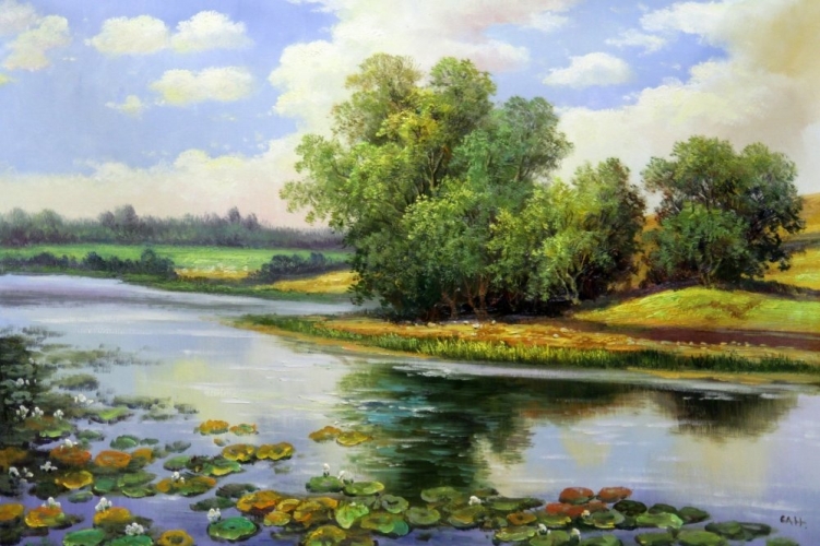 Картина "Речка в полдень" Цена: 12100 руб. Размер: 90 x 60 см.