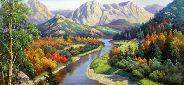 Картина "Река и горы" Цена: 16800 руб. Размер: 120 x 70 см.