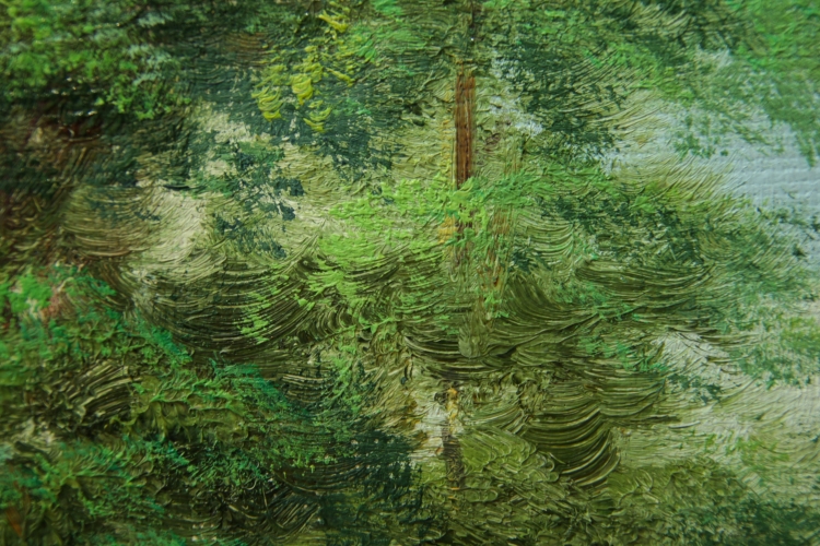Картина "Родная речушка" Цена: 13000 руб. Размер: 90 x 60 см. Увеличенный фрагмент.
