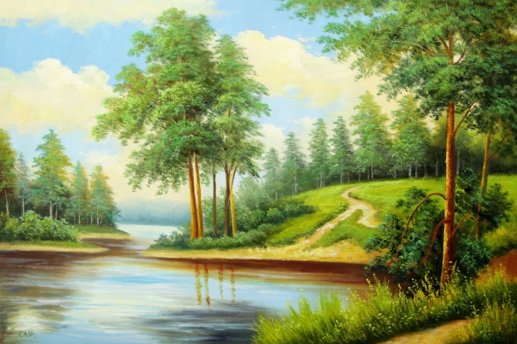 Картина "Родная речушка" Цена: 13000 руб. Размер: 90 x 60 см.