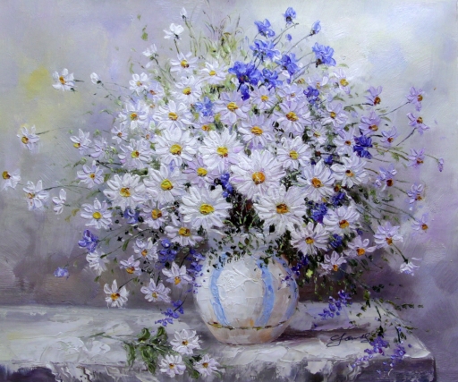 Картина "Ромашки в вазе" Цена: 8500 руб. Размер: 60 x 50 см.