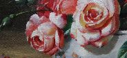 Картина "Розы в тонкой вазе" Цена: 5500 руб. Размер: 25 x 20 см. Увеличенный фрагмент.