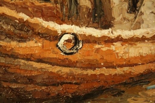 Картина "Рыбацкий баркас" Цена: 9400 руб. Размер: 60 x 50 см. Увеличенный фрагмент.