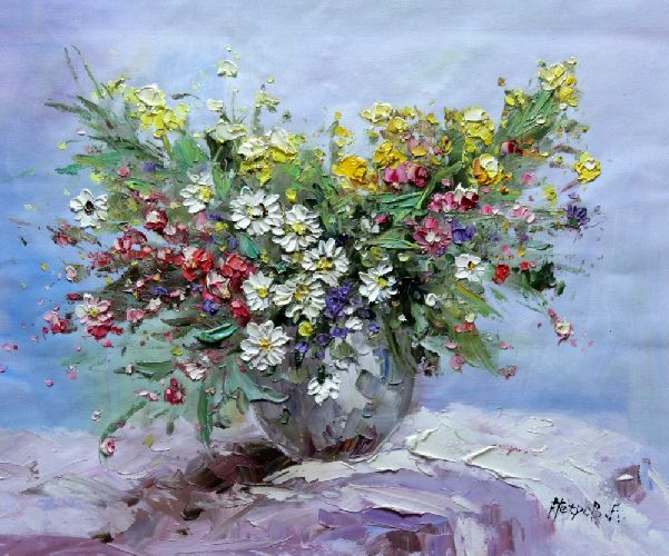 Картина "С цветами" Цена: 9000 руб. Размер: 60 x 50 см.