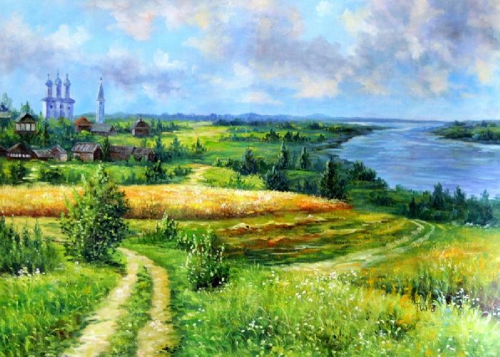Картина "Сельский пейзаж" Цена: 8100 руб. Размер: 70 x 50 см.