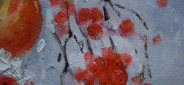 Картина "Снегири" Цена: 7200 руб. Размер: 60 x 50 см. Увеличенный фрагмент.