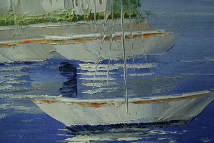 Картина "Солнечное море" Цена: 13500 руб. Размер: 150 x 60 см. Увеличенный фрагмент.