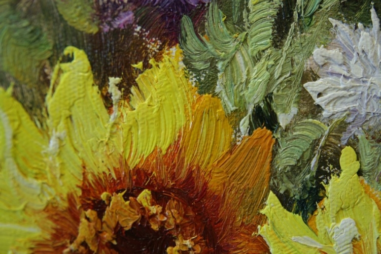 Картина "Солнечные цветы" Цена: 8000 руб. Размер: 50 x 40 см. Увеличенный фрагмент.