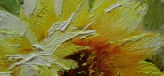 Картина маслом "Солнечные подсолнухи" Цена: 6500 руб. Размер: 50 x 40 см. Увеличенный фрагмент.