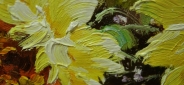 Картина маслом "Солнечные подсолнухи" Цена: 6500 руб. Размер: 50 x 40 см. Увеличенный фрагмент.