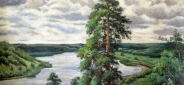 Картина "Сосны и река" Цена: 13000 руб. Размер: 90 x 60 см.