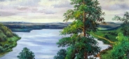 Картина "Сосны у реки" Цена: 8600 руб. Размер: 70 x 50 см.