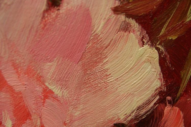 Картина "Светло-розовые пионы" Цена: 17000 руб. Размер: 90 x 60 см. Увеличенный фрагмент.