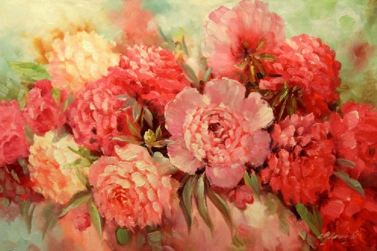 Картина "Светло-розовые пионы" Цена: 17000 руб. Размер: 90 x 60 см.