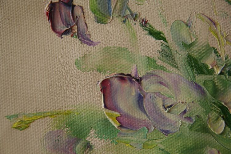 Картина "Светлые цветы мастихином" Цена: 8500 руб. Размер: 50 x 60 см. Увеличенный фрагмент.