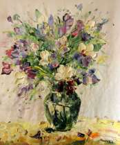Картина "Светлые цветы мастихином"