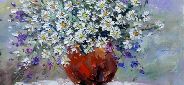 Картина "Светлые ромашки в вазе" Цена: 9200 руб. Размер: 60 x 50 см.
