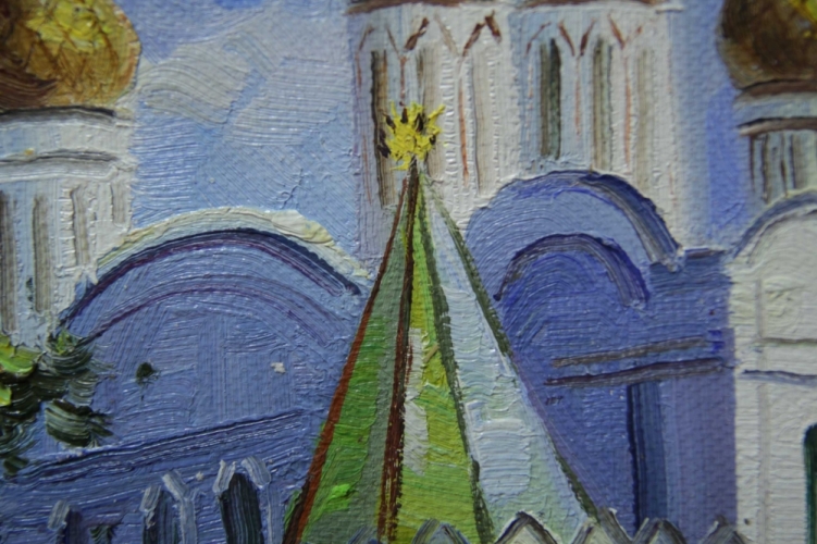 Картина "Свято-Троицкий монастырь" Цена: 4900 руб. Размер: 20 x 25 см. Увеличенный фрагмент.