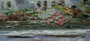 Картина "Терраса в цветах" Цена: 21000 руб. Размер: 150 x 100 см. Увеличенный фрагмент.