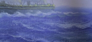 Картина маслом "Три парусника" Цена: 20100 руб. Размер: 120 x 60 см. Увеличенный фрагмент.