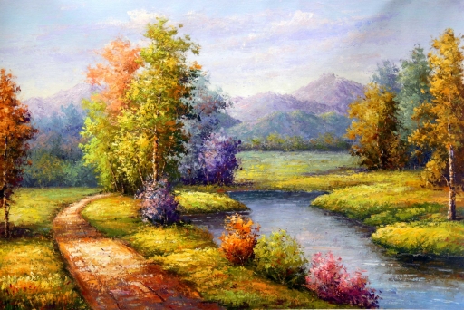 Картина "Тропинка у реки" Цена: 9000 руб. Размер: 90 x 60 см.