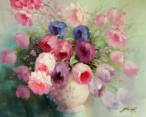 Картина "Тюльпаны под дождем" Цена: 6500 руб. Размер: 50 x 40 см.
