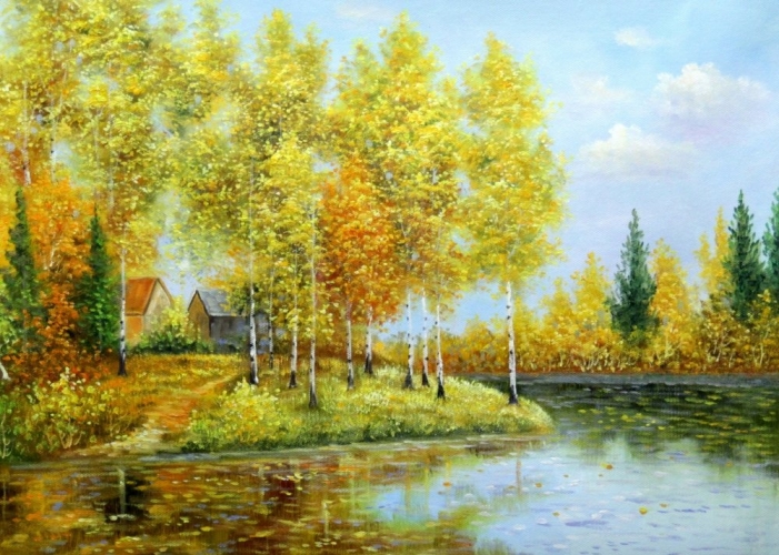 Картина "У озера" Цена: 9200 руб. Размер: 70 x 50 см.