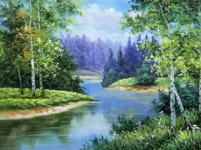 Картина "У речушки" Цена: 6900 руб. Размер: 40 x 30 см.